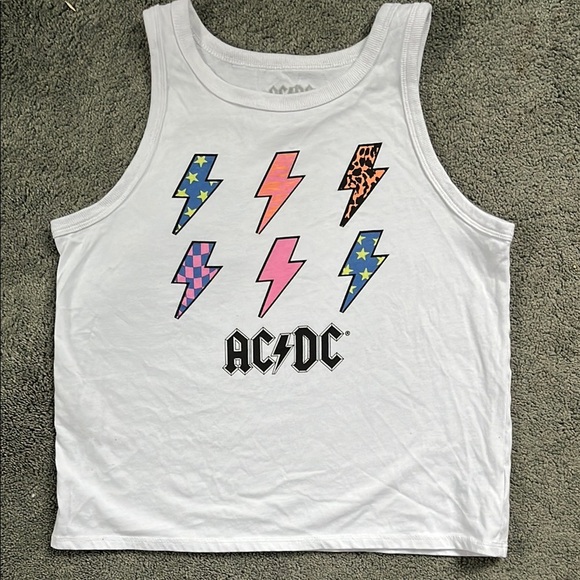 AC/DC White and Pink Tank Top with Lightning Bolts - Picture 2 of 13